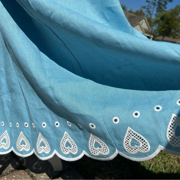 NWT🌷Farm Rio Floral Embroidery Linen Short Sleeve Open Back Midi Dress - Picture 11 of 12